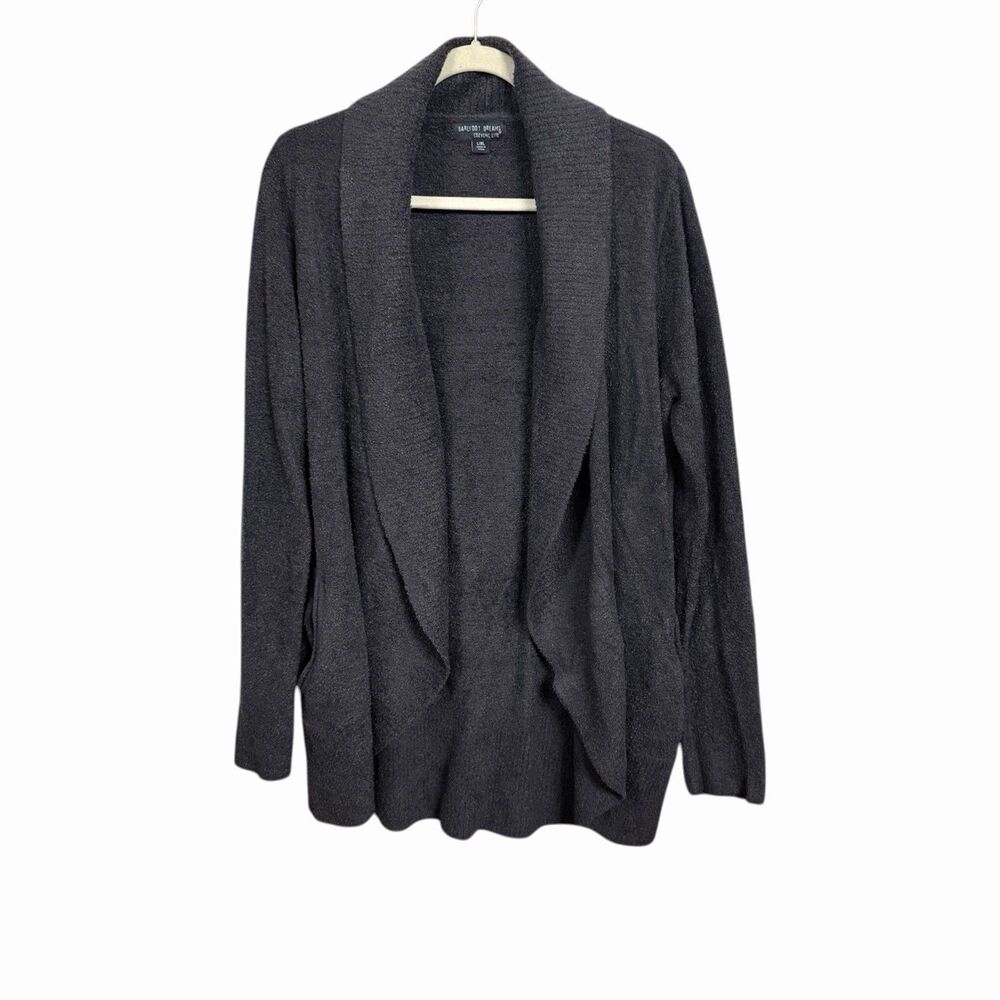 Barefoot Dreams Womens Sz L/XL Dark Gray Cozychic Lite Knit Open Circle Cardigan